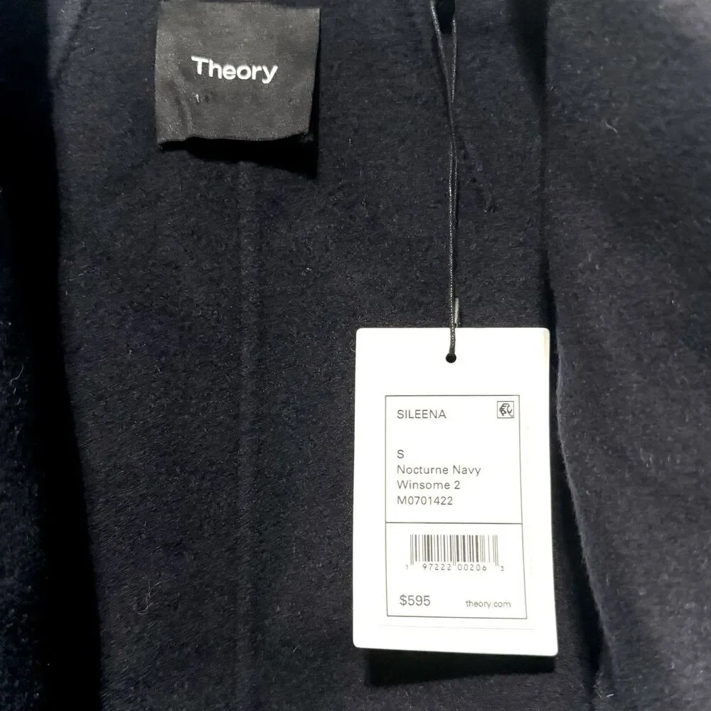 Theory‎ Sileena Nocturne Navy Winsome 2 double face wool coat MEDIUM NWT $595